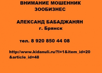 Внимание Мошенник Александр Бабаджанян