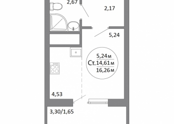 1-к квартира, 16 м2, 3/19 эт.