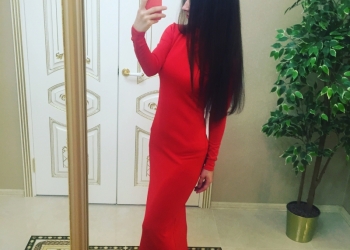 красное длинное платье