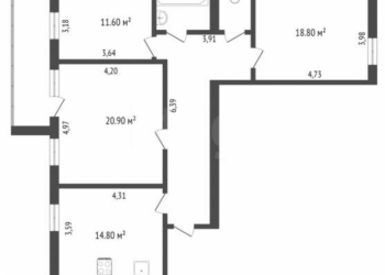 3-к квартира, 90 м2, 2/10 эт.