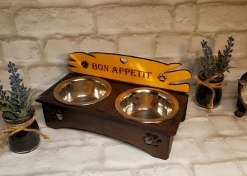 Подставка под миски "Bon appetit" на 2 миски (новая)