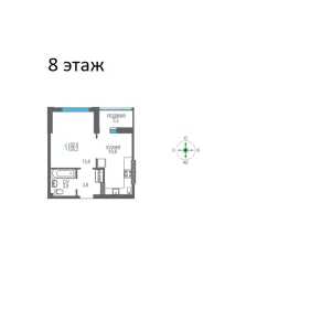 1-к квартира, 35 м2, 8/8 эт. ЖК Утесов