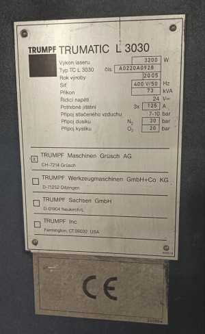 �������� ������ � ��� �� ������� �� TRUMPF TRUMATIC L3030