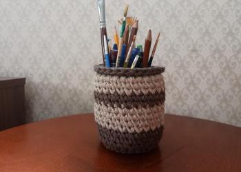Корзина из трикотажной пряжи