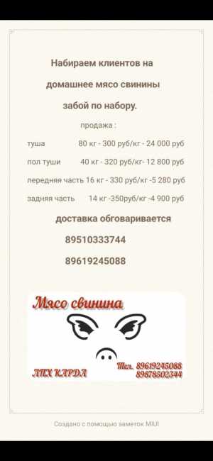 Домашние мясо свинины