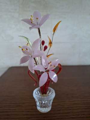 Сувенир "Цветы" из чешского стекла