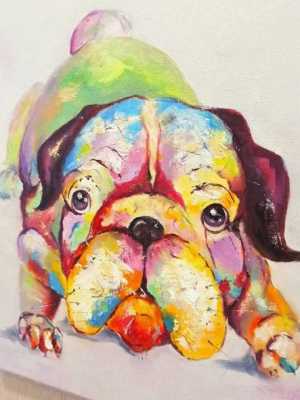 Бульдог, картина маслом.