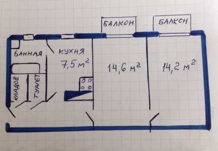 2-к квартира, 47 м2, 3/4 эт.