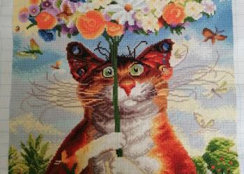 Вышивка весёлый кот