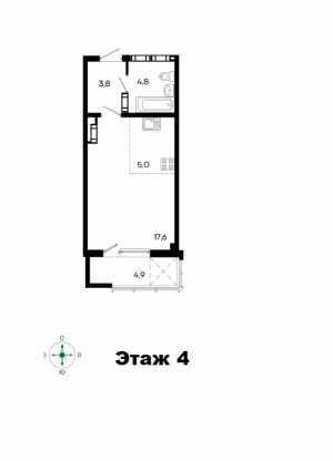1-к квартира, 36 м2, 4/16 эт. ЖК МОНЕ