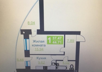 1-к квартира, 45 м2, 2/17 эт.