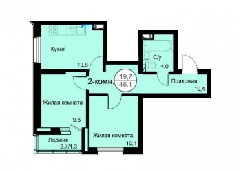 2-к квартира, 46 м2, 7/24 эт.