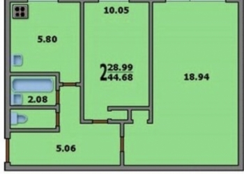 2-к квартира, 47 м2, 2/5 эт.