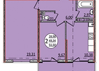 2-к квартира, 51 м2, 18/24 эт.