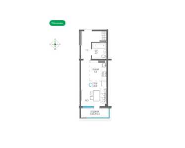 1-к квартира, 33 м2, 11/12 эт. ЯлтаПарк