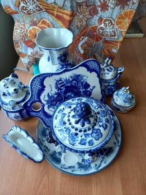 Гжель, набор посуды