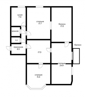 5-к квартира, 100 м2, 2/3 эт.