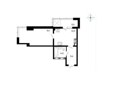 1-к квартира, 41,7 м2, 2/16 эт. Клубный дом Моне
