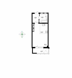 1-к квартира, 35,7 м2, 13/16 эт. Клубный дом Моне