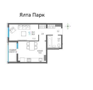 1-к квартира, 36 м2, 7/12 эт. Ялта Парк