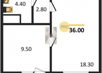 2-к квартира, 36 м2, 3/15 эт.