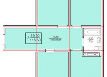 3-к квартира, 118 м2, 7/13 эт.