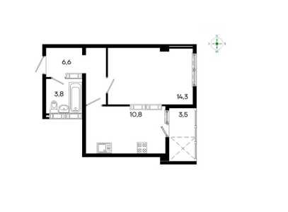 1-к квартира, 39 м2, 11/16 эт. ЖК Поэма