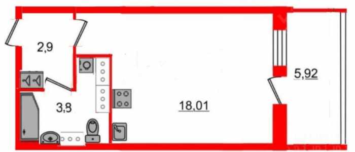 1-к квартира, 30 м2, 10/12 эт.