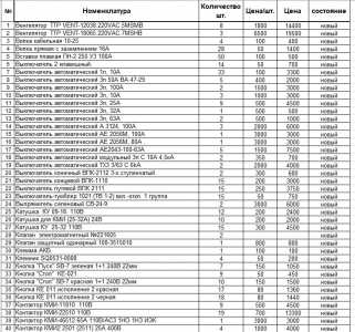 Выключатель автоматический, пускатель, реле итд