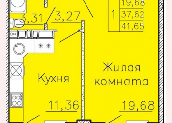 36 м2, 16 эт. дом