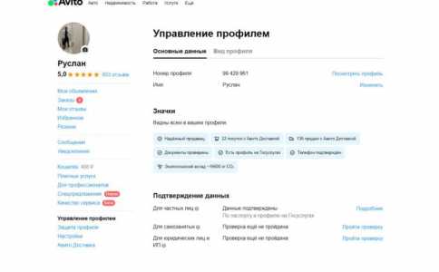 Аккаунт авито 800 отзывов под бизнес