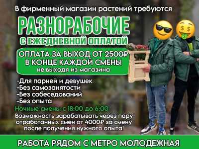 Разнорабочий с ежедневной оплатой от 2500
