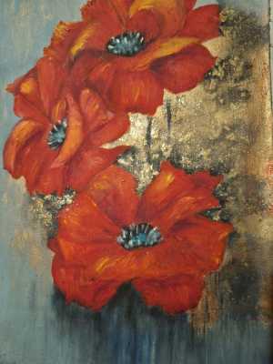 Цветы. Абстрактная картина на холсте