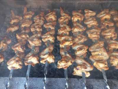 Армянский шашлык,люля, картошка с салом, грибы и крылышки на мангале