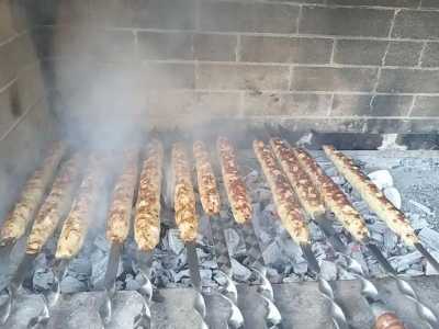 Армянский шашлык,люля, картошка с салом, грибы и крылышки на мангале