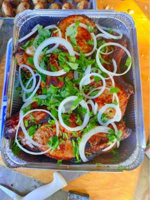 Армянский шашлык,люля, картошка с салом, грибы и крылышки на мангале