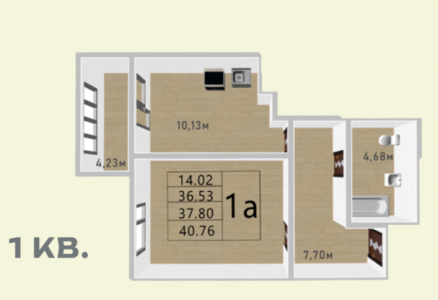 1-к квартира, 37 м2, 2/12 эт.