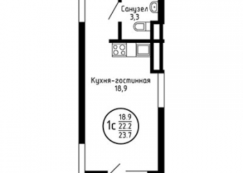 1-к квартира, 37 м2, 5/17 эт.