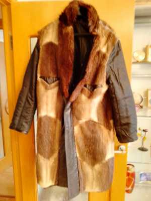 Кожаное мужское меховое пальто