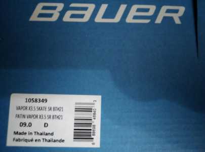    BAUER VAPOR X 3.5 S 21 SR 9 D.