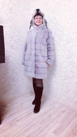 шуба норка голубая