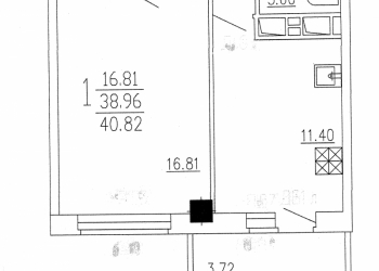 1-к квартира, 39 м2, 17/17 эт.