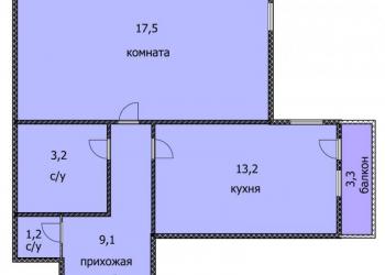 1-к квартира, 43 м2, 2/14 эт.