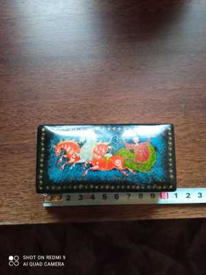 Шкатулка Палех " Тройка"