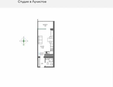 25 м2, 13/20 эт. Курортный комплекс Лучистое