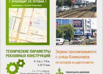 2 светодиодных экрана в центре Краснодара