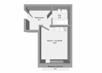 1-к квартира, 43 м2, 5/12 эт.