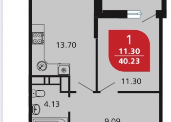1-к квартира, 42 м2, 10/16 эт.