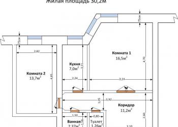2-к квартира, 52 м2, 1/5 эт.