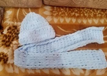 Шапка и шарф из плюшевой пряжи